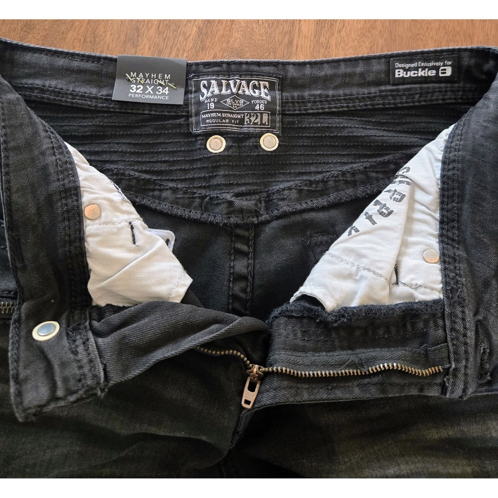 Salvage Supply Co. Jeans Black 32x34 Regular Fit Mayhem Straight READ (Smoke)NWT - Picture 10 of 15